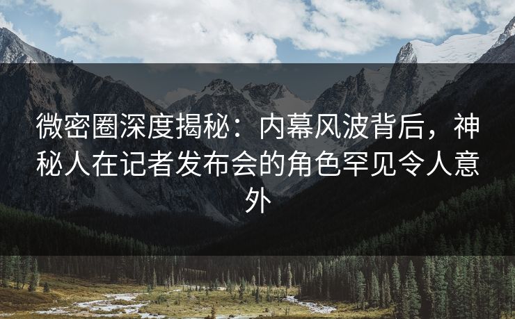 微密圈深度揭秘：内幕风波背后，神秘人在记者发布会的角色罕见令人意外