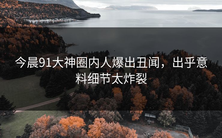 今晨91大神圈内人爆出丑闻，出乎意料细节太炸裂