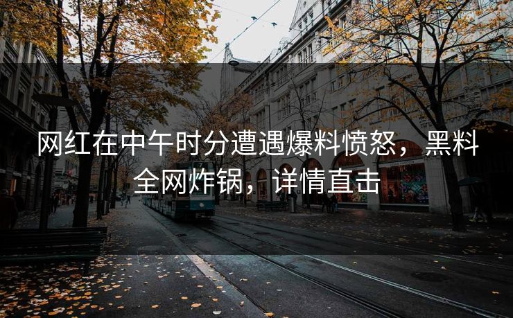 网红在中午时分遭遇爆料愤怒，黑料全网炸锅，详情直击